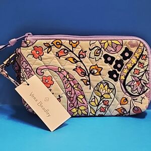 NWT Vera Bradley RFID Purple "Maddalena Paisley" Quilted Slim Wristlet / Wallet